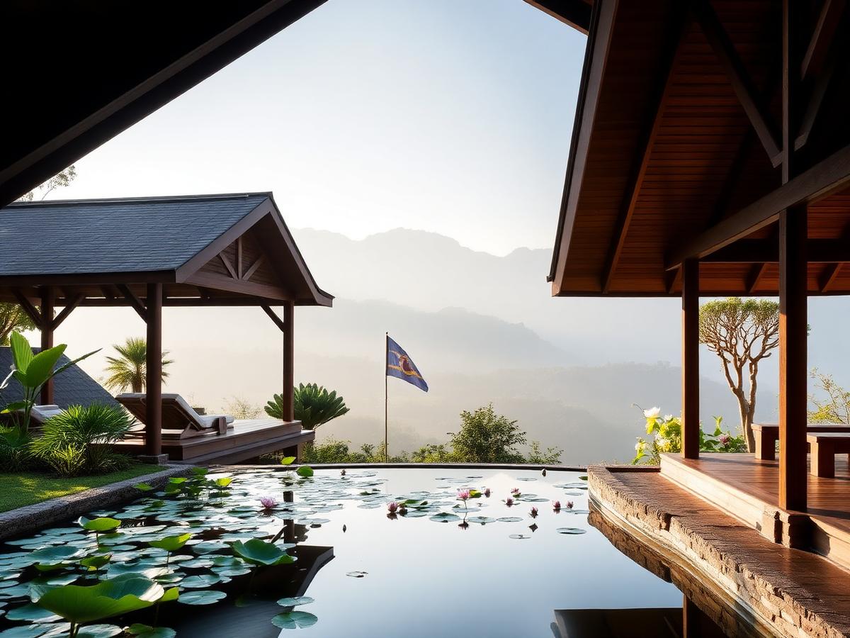 Sample concept teak pavilions and lotus pond wellness residence in Chiang Mai